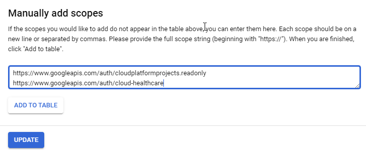 Google Manually Add Scopes